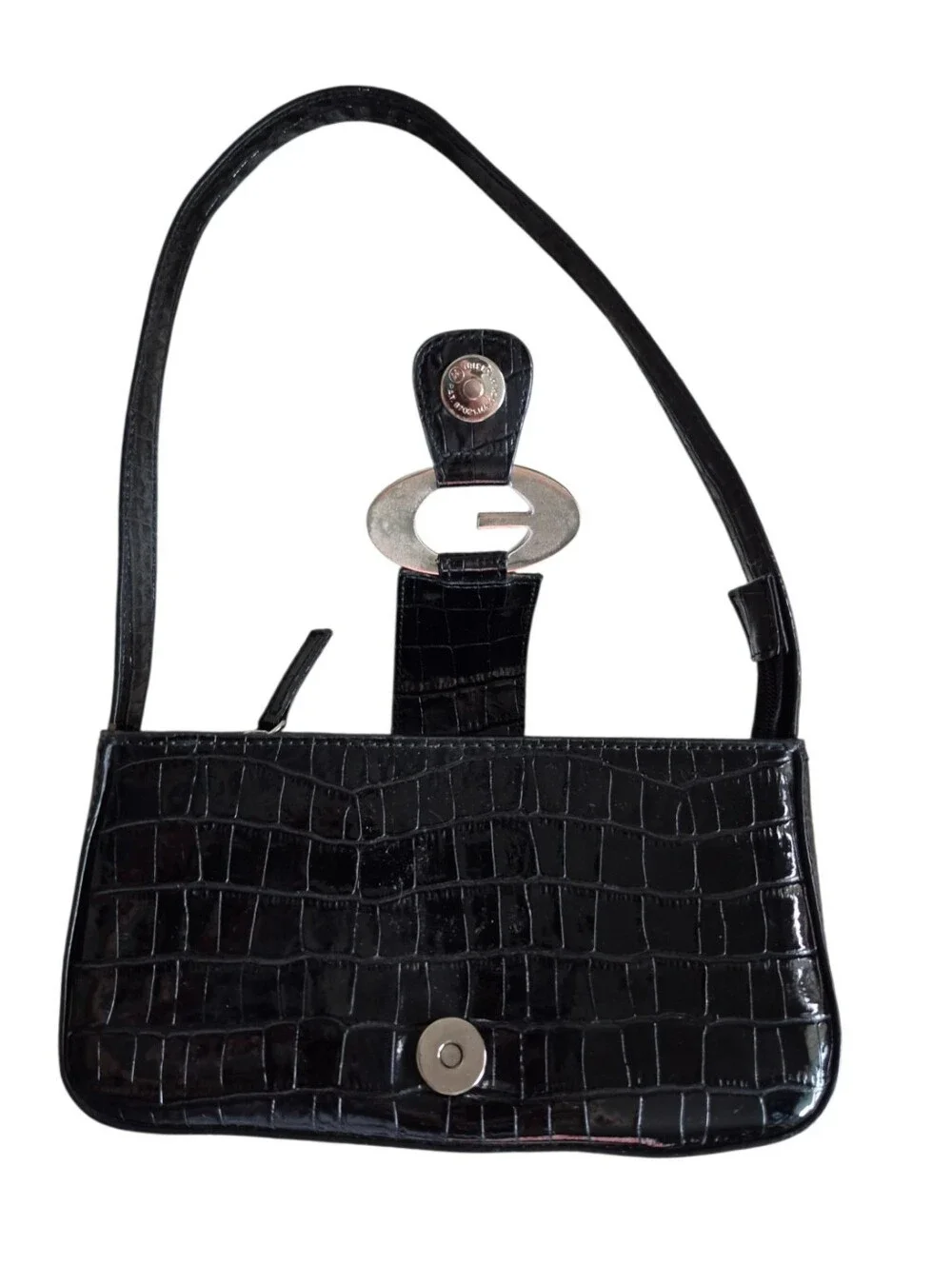 Guess Black Crocodile Embossed Small Bag - Picture 4 of 12
